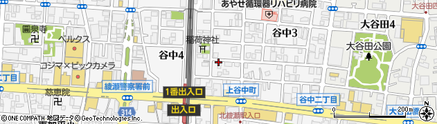 東京都足立区谷中周辺の地図