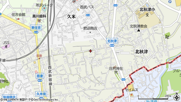 〒359-0038 埼玉県所沢市北秋津の地図