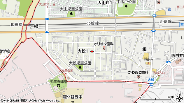 〒270-1439 千葉県白井市大松の地図