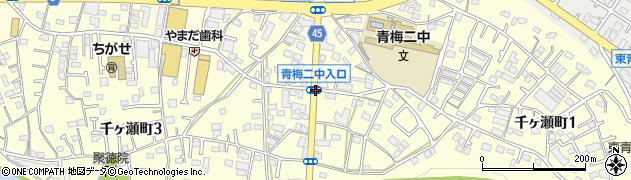 青梅二中入口周辺の地図