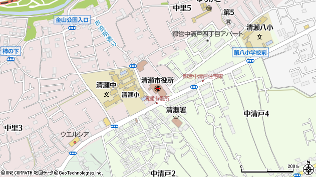 〒204-0000 東京都清瀬市（以下に掲載がない場合）の地図