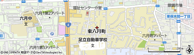 東京都足立区東六月町周辺の地図