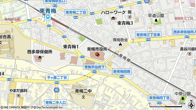 〒198-0000 東京都青梅市（以下に掲載がない場合）の地図