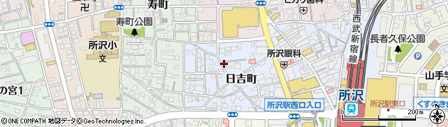 埼玉県所沢市日吉町周辺の地図