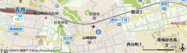東京都青梅市西分町周辺の地図