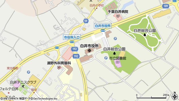 〒270-1400 千葉県白井市（以下に掲載がない場合）の地図