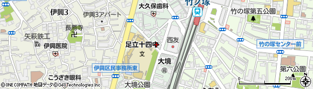 東京都足立区西竹の塚周辺の地図