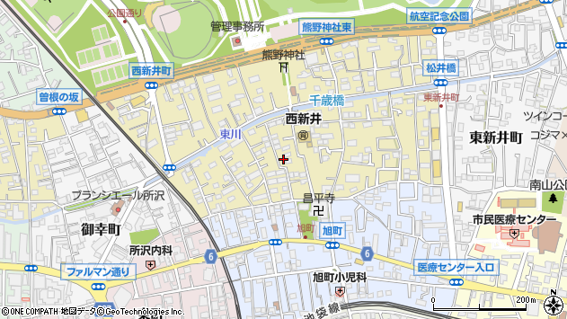 〒359-0035 埼玉県所沢市西新井町の地図