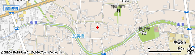 埼玉県所沢市牛沼周辺の地図
