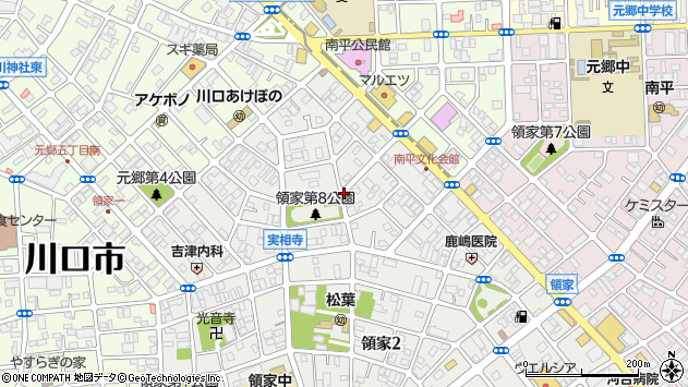 〒332-0004 埼玉県川口市領家の地図