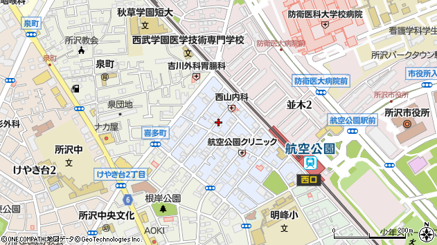 〒359-1113 埼玉県所沢市喜多町の地図