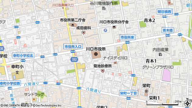 〒332-0000 埼玉県川口市（以下に掲載がない場合）の地図