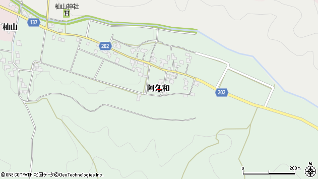 〒919-0213 福井県南条郡南越前町阿久和の地図