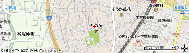 埼玉県草加市谷塚町1108-1周辺の地図