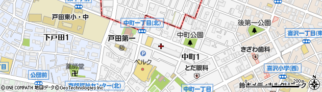 埼玉県戸田市中町1丁目周辺の地図