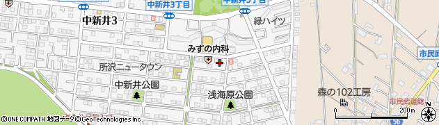 所沢中新井郵便局周辺の地図