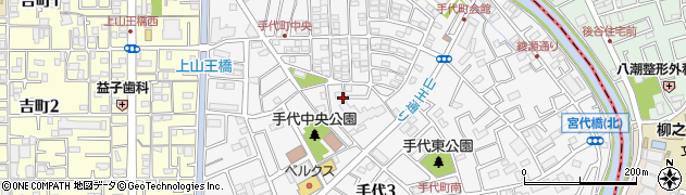 埼玉県草加市手代周辺の地図