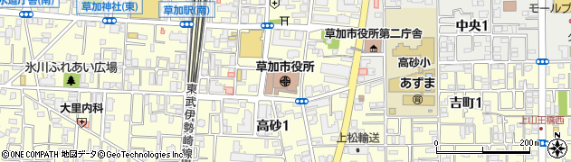 埼玉県草加市周辺の地図