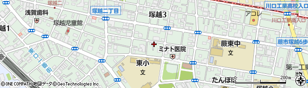 埼玉県蕨市塚越3丁目周辺の地図