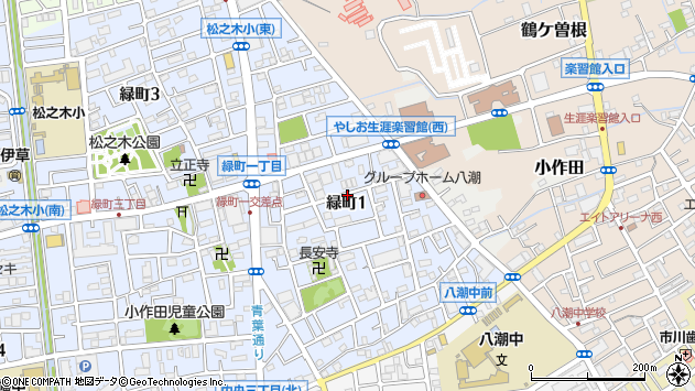 〒340-0808 埼玉県八潮市緑町の地図