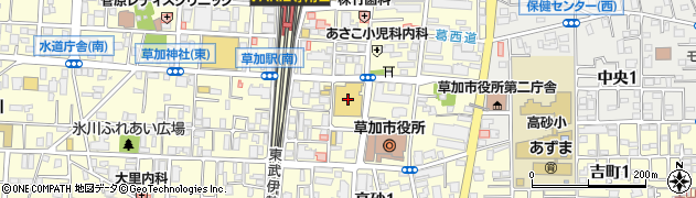 西友草加店周辺の地図