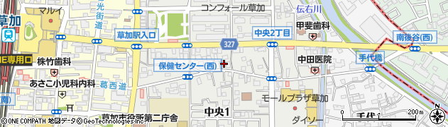 埼玉県草加市中央周辺の地図