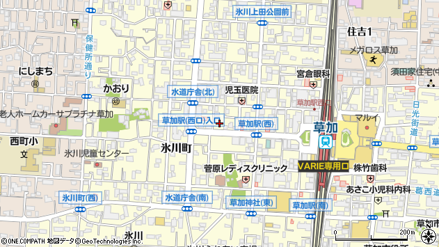 〒340-0034 埼玉県草加市氷川町の地図