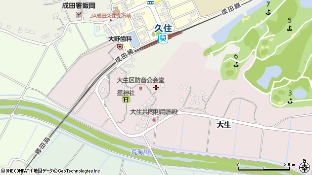 〒286-0817 千葉県成田市大生の地図