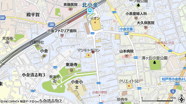 〒270-0014 千葉県松戸市小金の地図