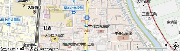埼玉県草加市住吉周辺の地図