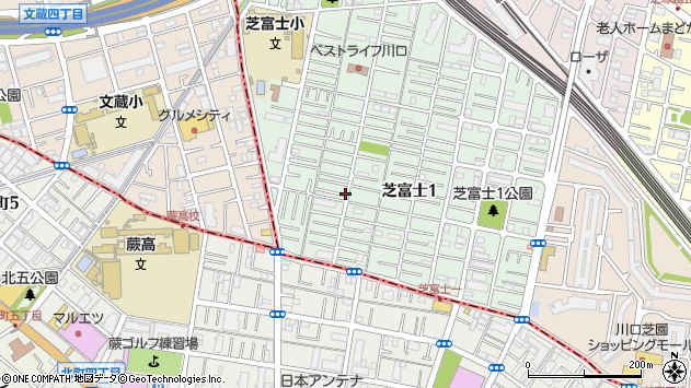 〒333-0854 埼玉県川口市芝富士の地図