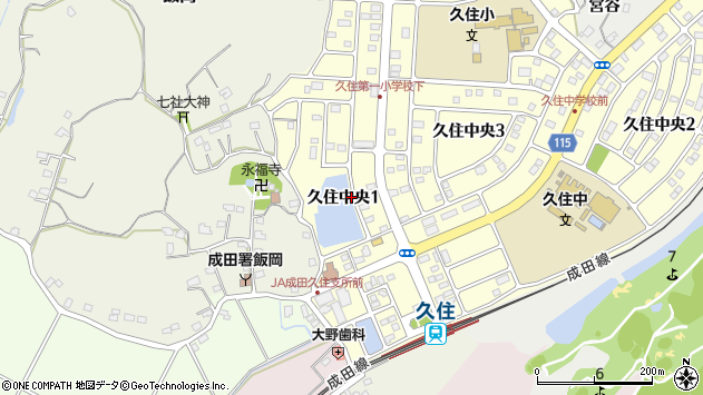 〒286-0819 千葉県成田市久住中央の地図