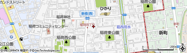 埼玉県草加市稲荷周辺の地図
