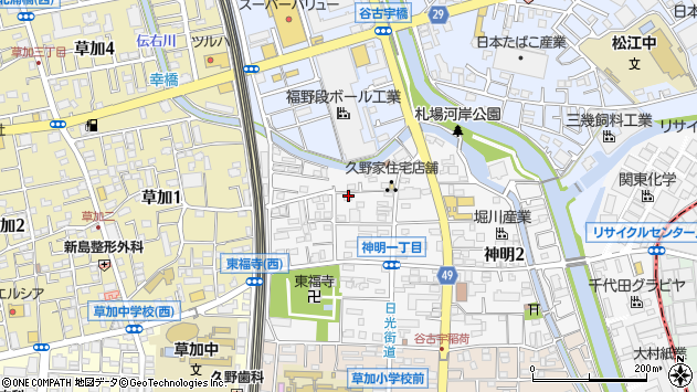 〒340-0012 埼玉県草加市神明の地図