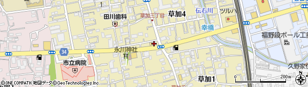 埼玉県草加市草加周辺の地図
