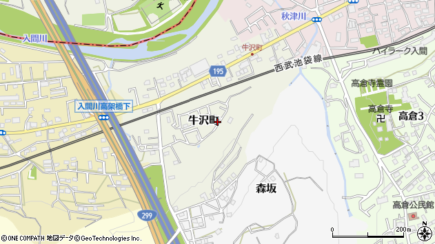 〒358-0051 埼玉県入間市牛沢町の地図