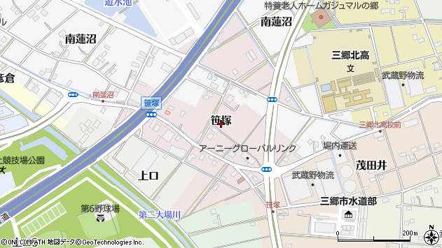 〒341-0027 埼玉県三郷市笹塚の地図