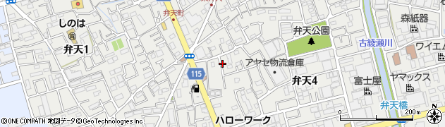 埼玉県草加市弁天周辺の地図
