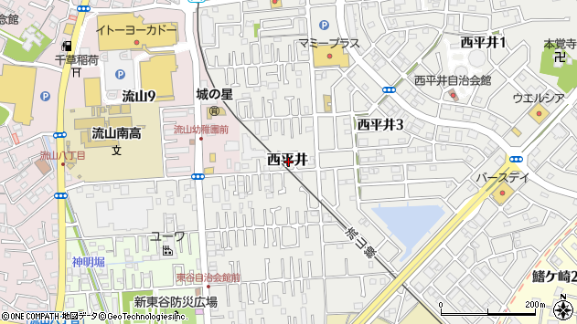 〒270-0156 千葉県流山市西平井の地図