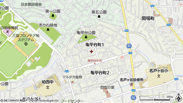 〒277-0031 千葉県柏市亀甲台町の地図