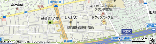 埼玉県草加市新善町周辺の地図