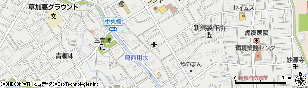 埼玉県草加市青柳周辺の地図