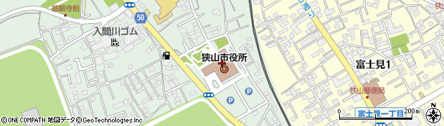 狭山市役所　総務部・総務課周辺の地図