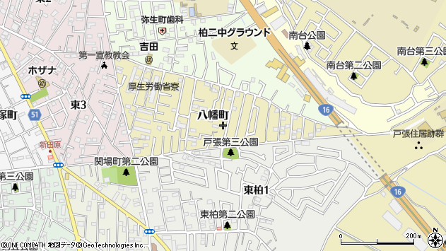 〒277-0016 千葉県柏市八幡町の地図