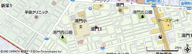 埼玉県草加市清門3丁目周辺の地図