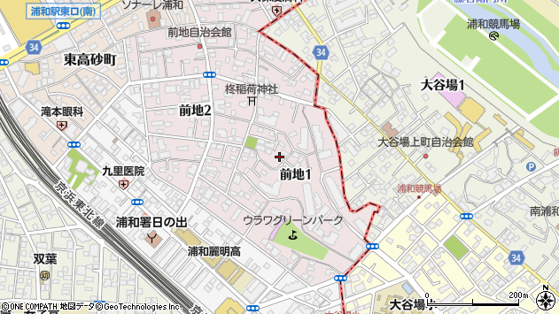 〒330-0053 埼玉県さいたま市浦和区前地の地図