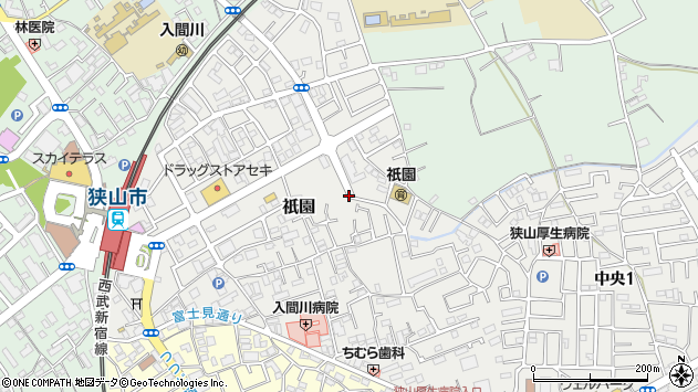 〒350-1307 埼玉県狭山市祇園の地図