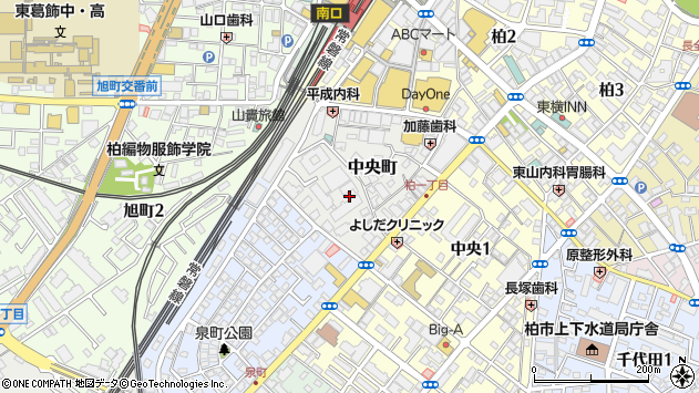 〒277-0021 千葉県柏市中央町の地図