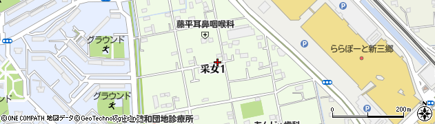 埼玉県三郷市采女周辺の地図