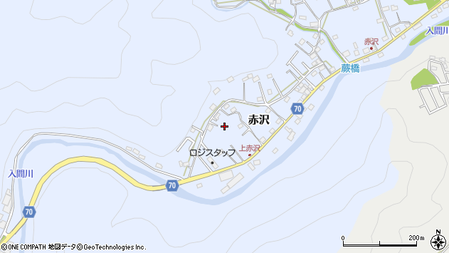 〒357-0128 埼玉県飯能市赤沢の地図
